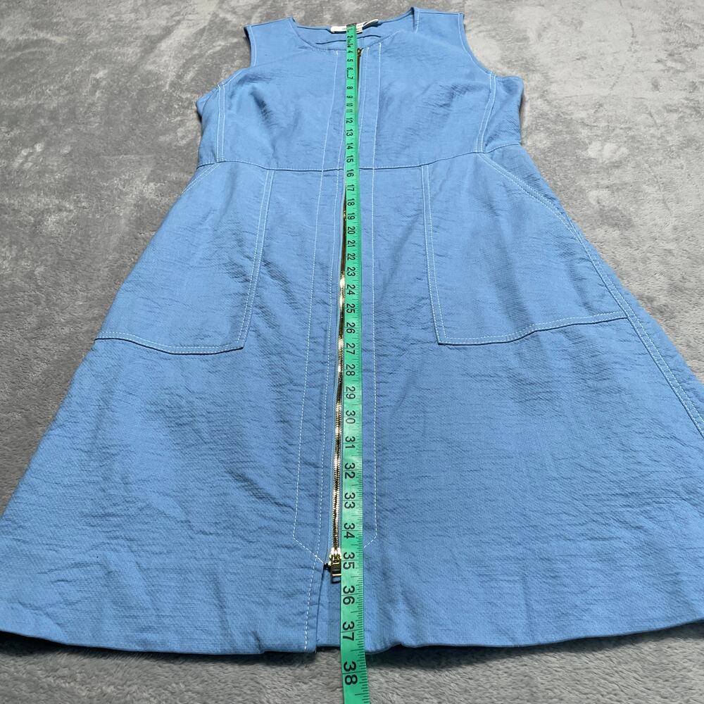 Diane Von Furstenberg Dress Womens 10 Blue Linen Blend Classic Coastal Preppy - Picture 6 of 7